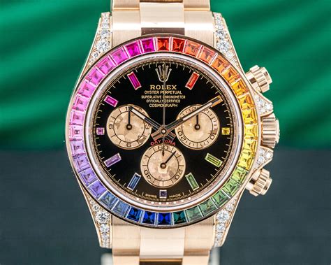 rolex daytona rainbow rose gold replica|Rolex rainbow daytona original price.